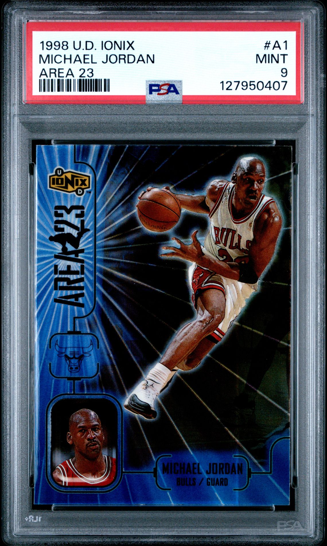 1998 Upper Deck Ionix Area 23 Michael Jordan #A1 (Area 23) Mint 9 front