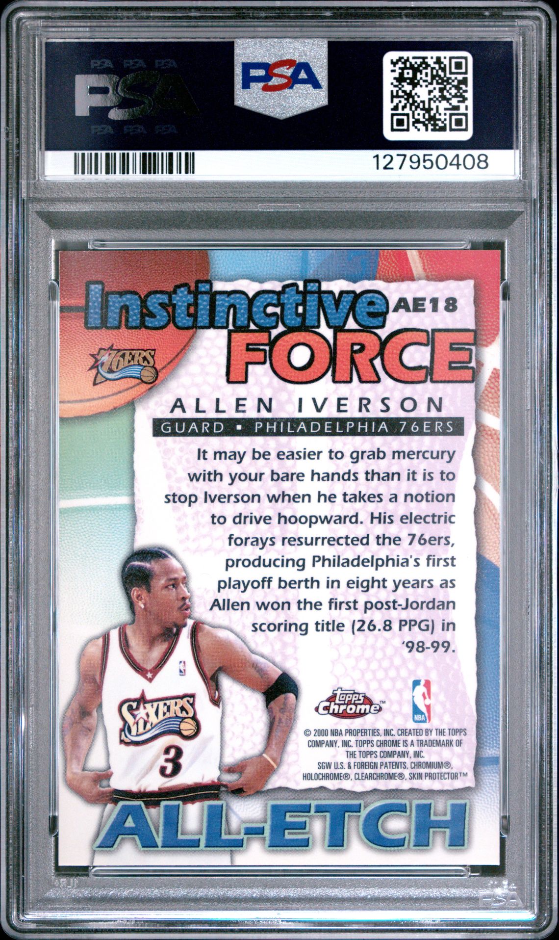 1999 Topps Chrome All-Etch Allen Iverson #Ae18 (All-Etch) Gem Mt 10 back