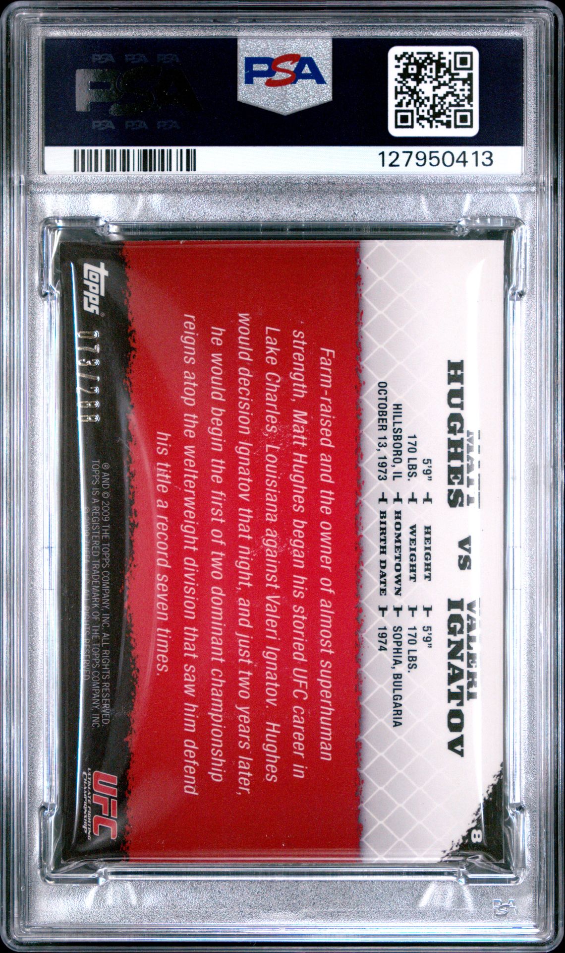 2009 Topps Ufc Round 1 M. Hughes/V. Ignatov #8 (Silver) Nm-Mt 8 back