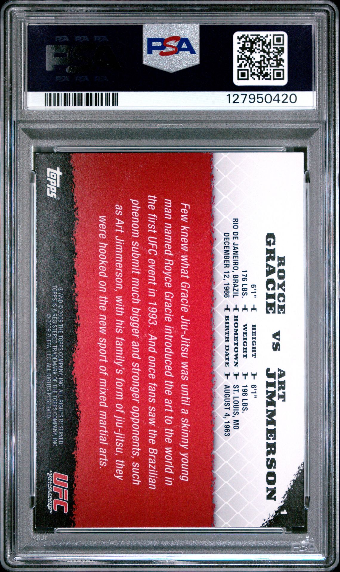 2009 Topps Ufc Round 1 R.gracie/A.jimmerson #1 Ex 5 back