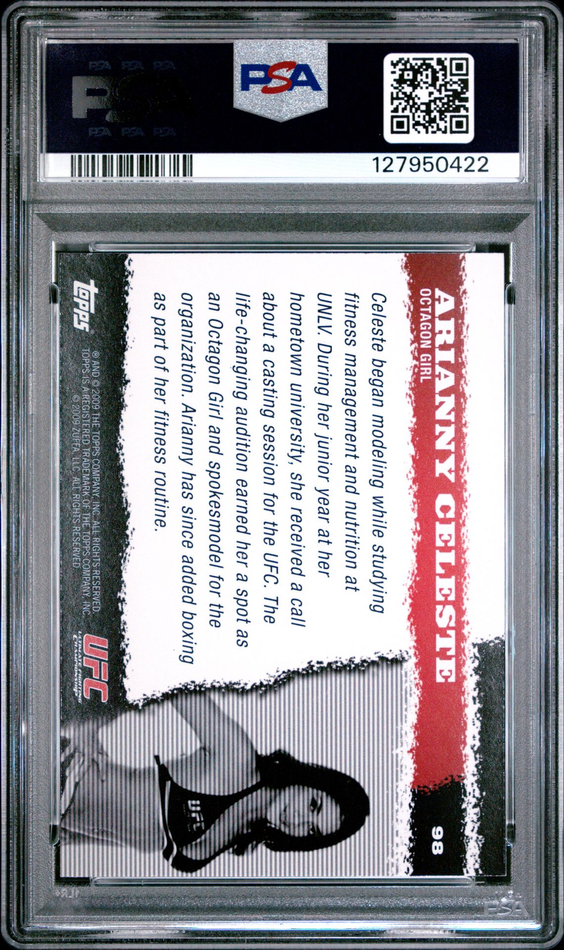 2009 Topps Ufc Round 1 Arianny Celeste #98 Mint 9 back