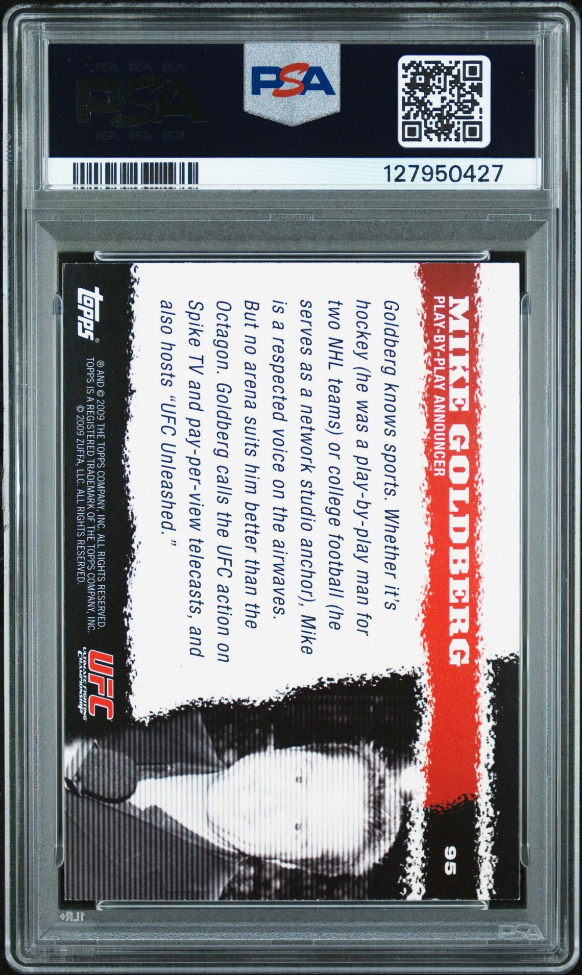 2009 Topps Ufc Round 1 Mike Goldberg #95 Nm-Mt 8 back