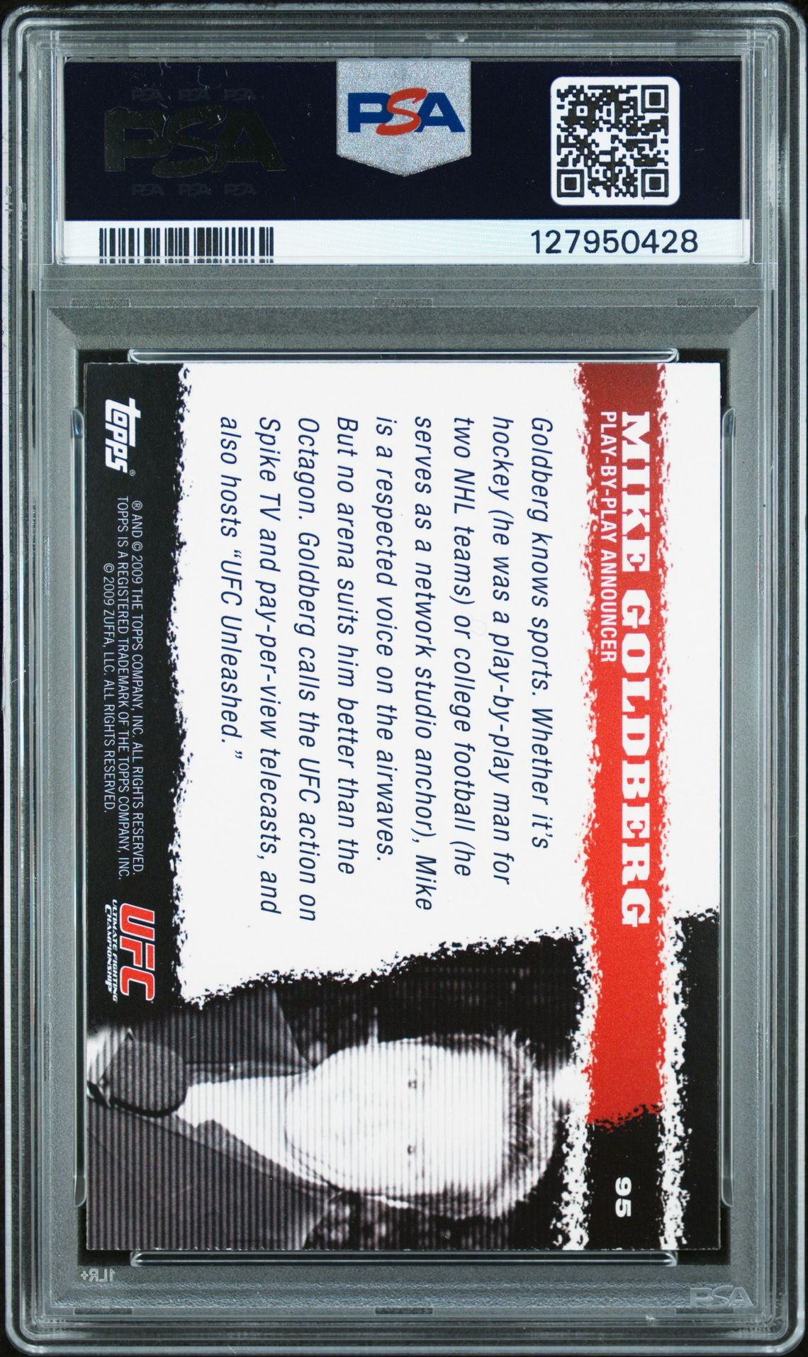 2009 Topps Ufc Round 1 Mike Goldberg #95 Nm-Mt 8 back