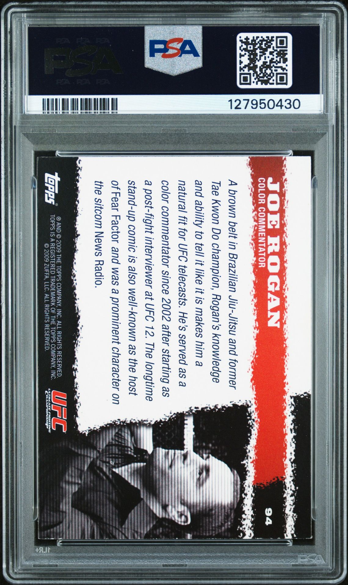 2009 Topps Ufc Round 1 Joe Rogan #94 Nm-Mt 8 back