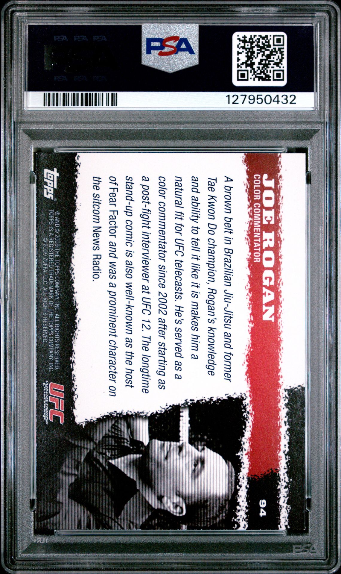 2009 Topps Ufc Round 1 Joe Rogan #94 Mint 9 back