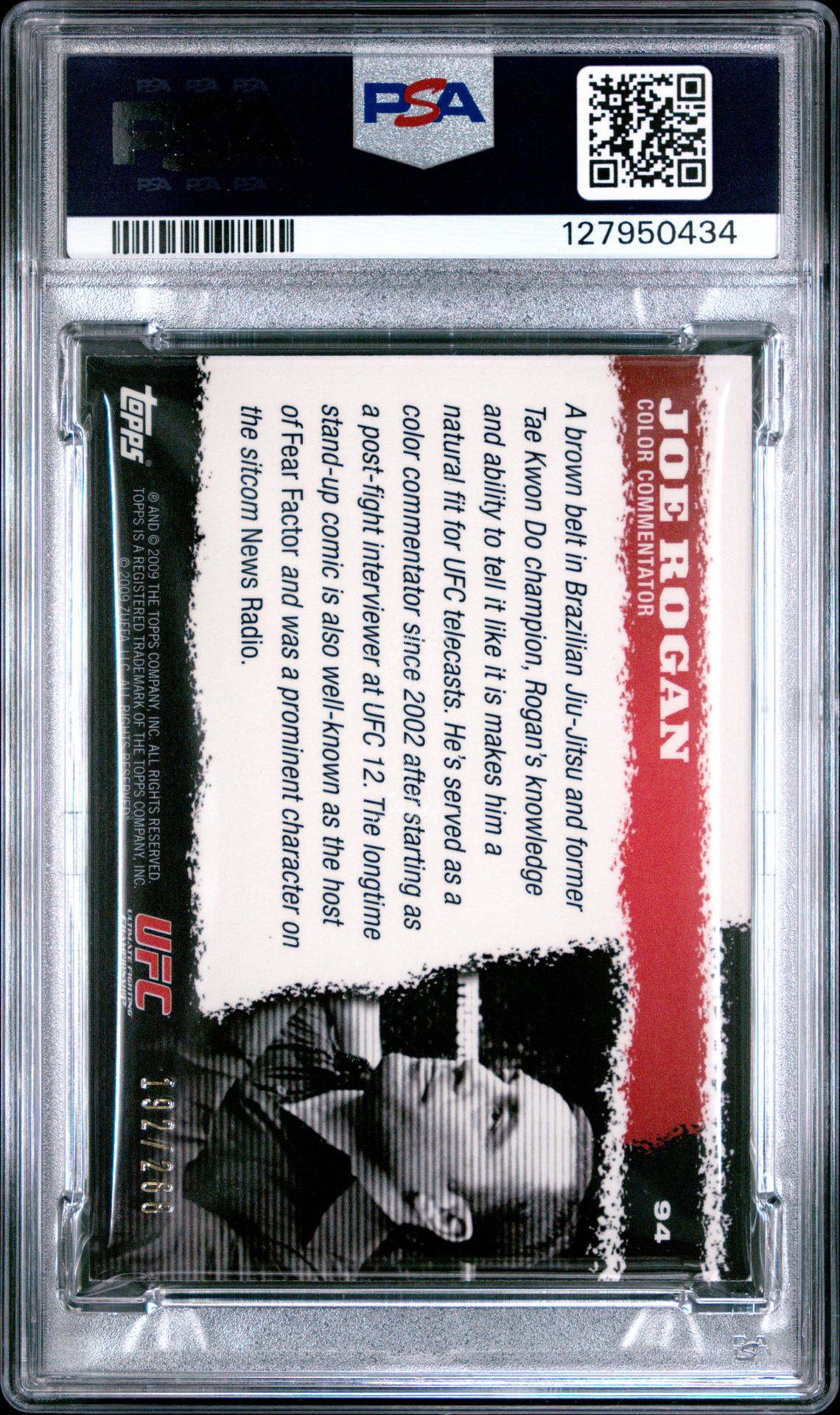 2009 Topps Ufc Round 1 Joe Rogan #94 (Silver) Nm 7 back