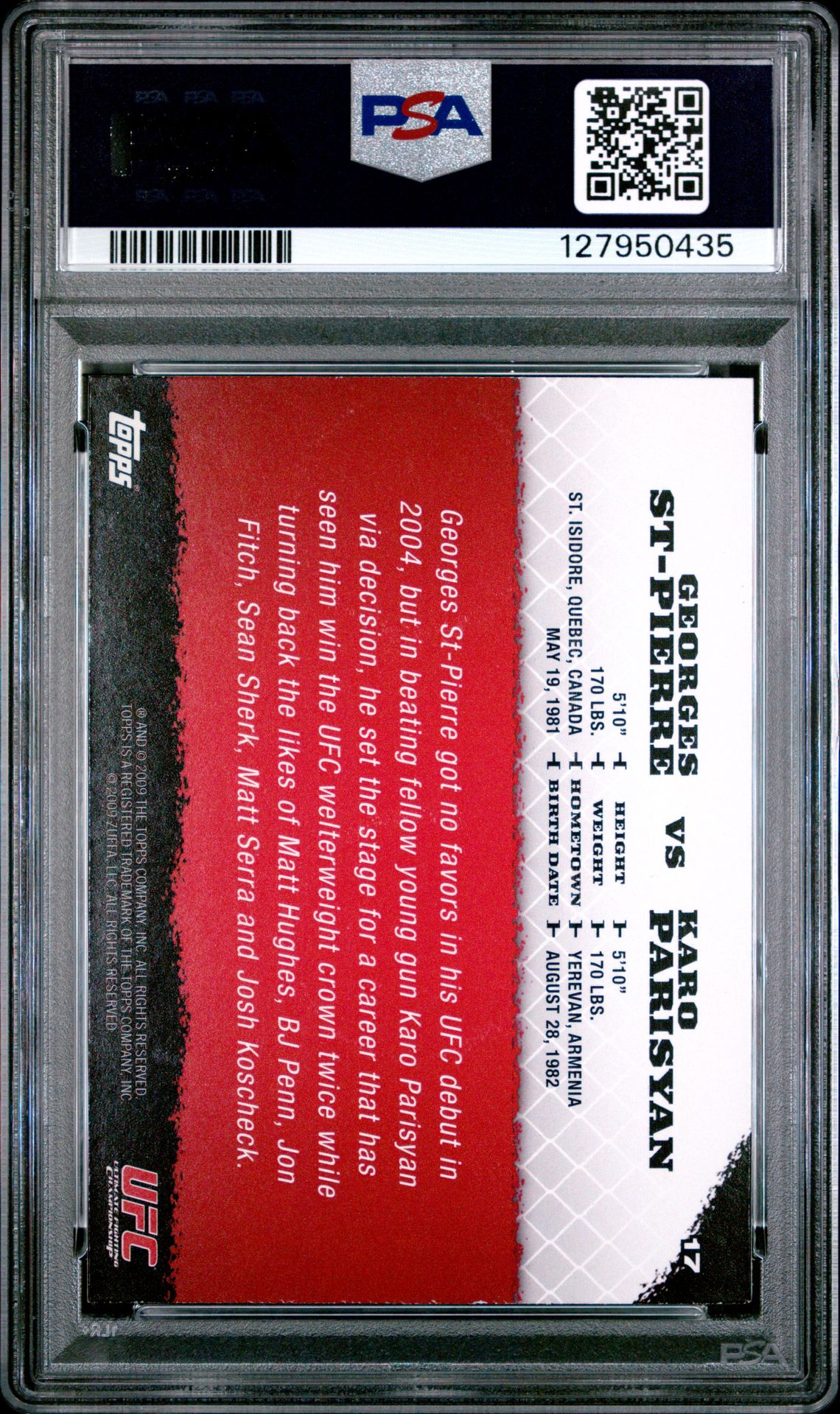 2009 Topps Ufc Round 1 G.pierre/K.parisyan #17 Nm-Mt 8 back