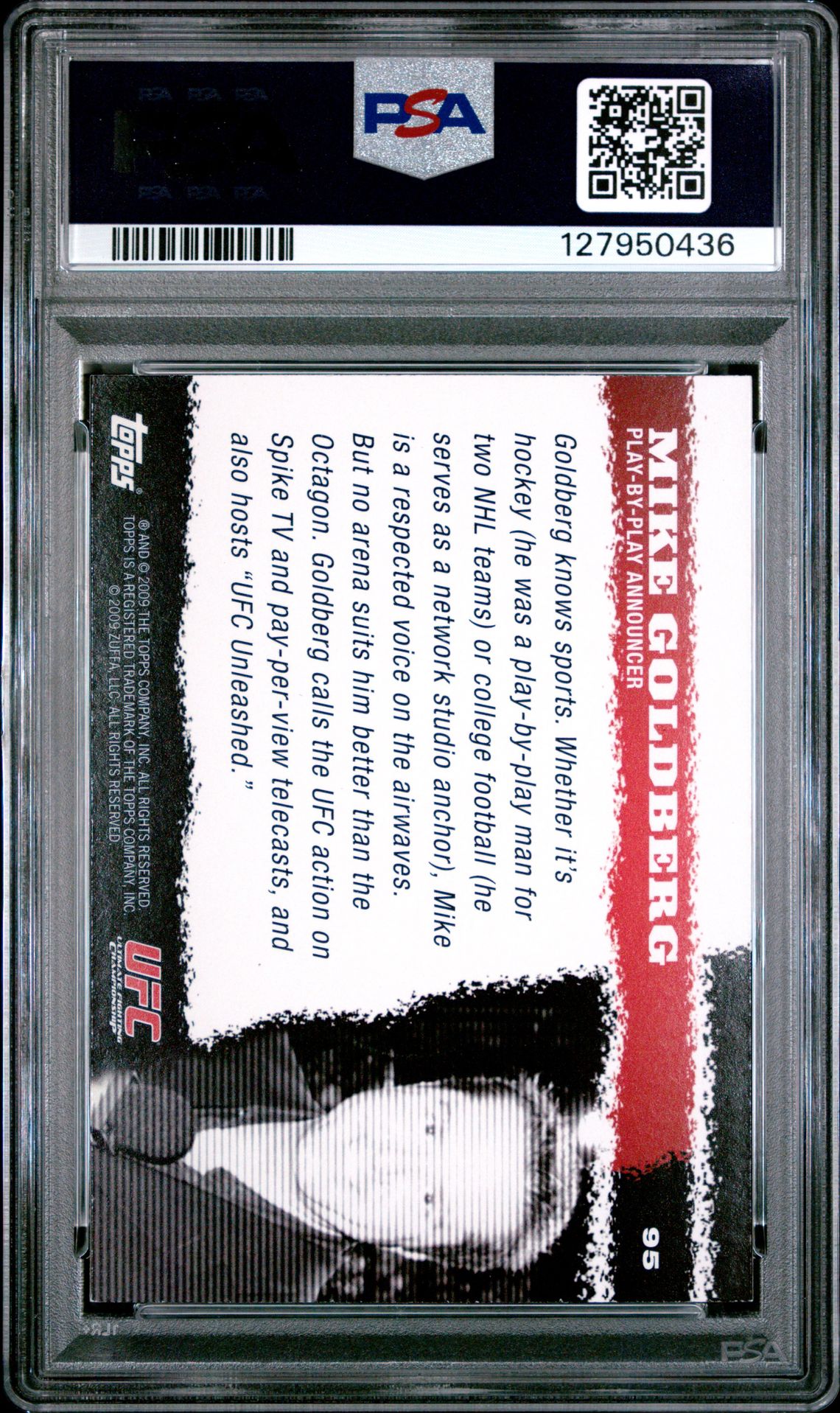 2009 Topps Ufc Round 1 Mike Goldberg #95 Mint 9 back