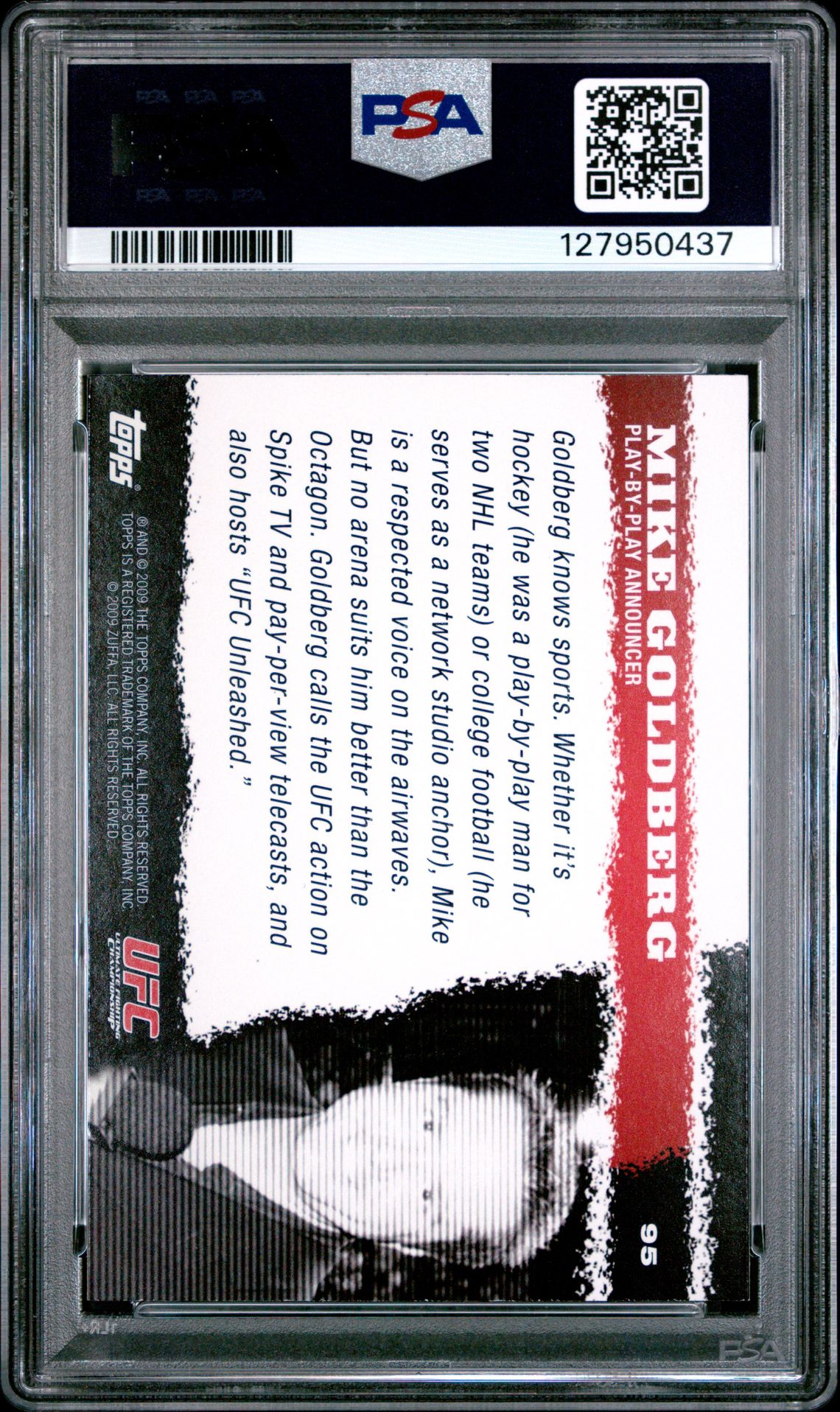2009 Topps Ufc Round 1 Mike Goldberg #95 Mint 9 back