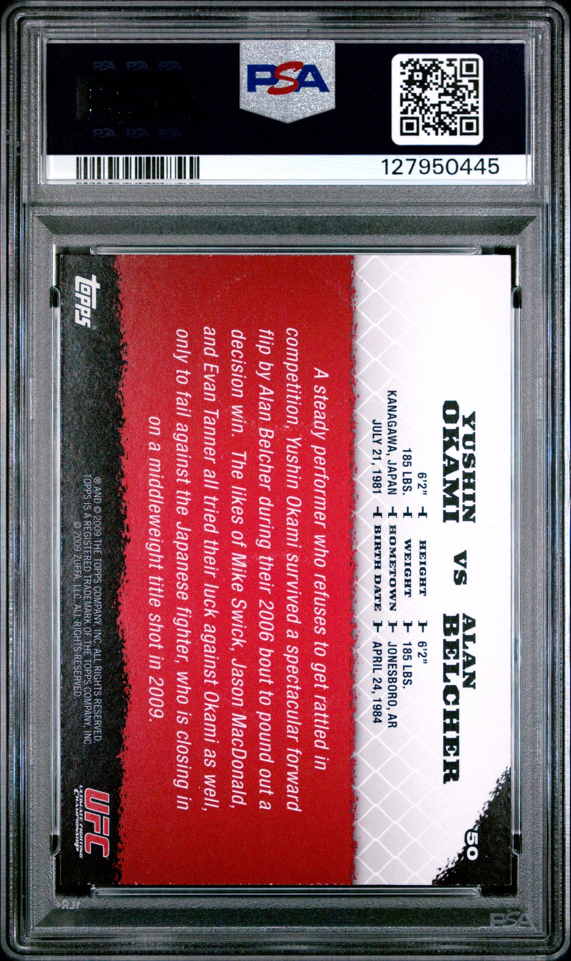 2009 Topps Ufc Round 1 Y.okami/A.belcher #50 Nm-Mt 8 back