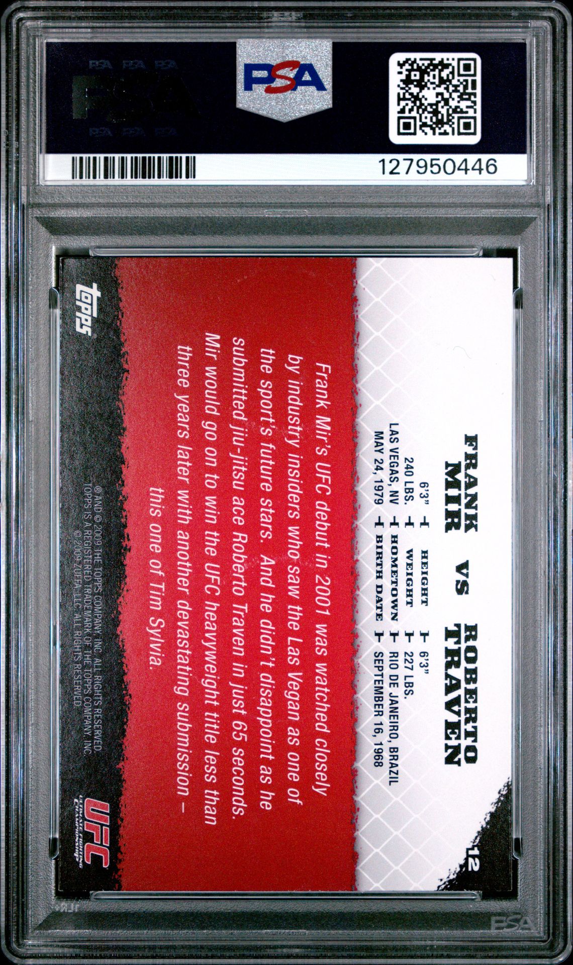 2009 Topps Ufc Round 1 F.mir/R.traven #12 Nm 7 back