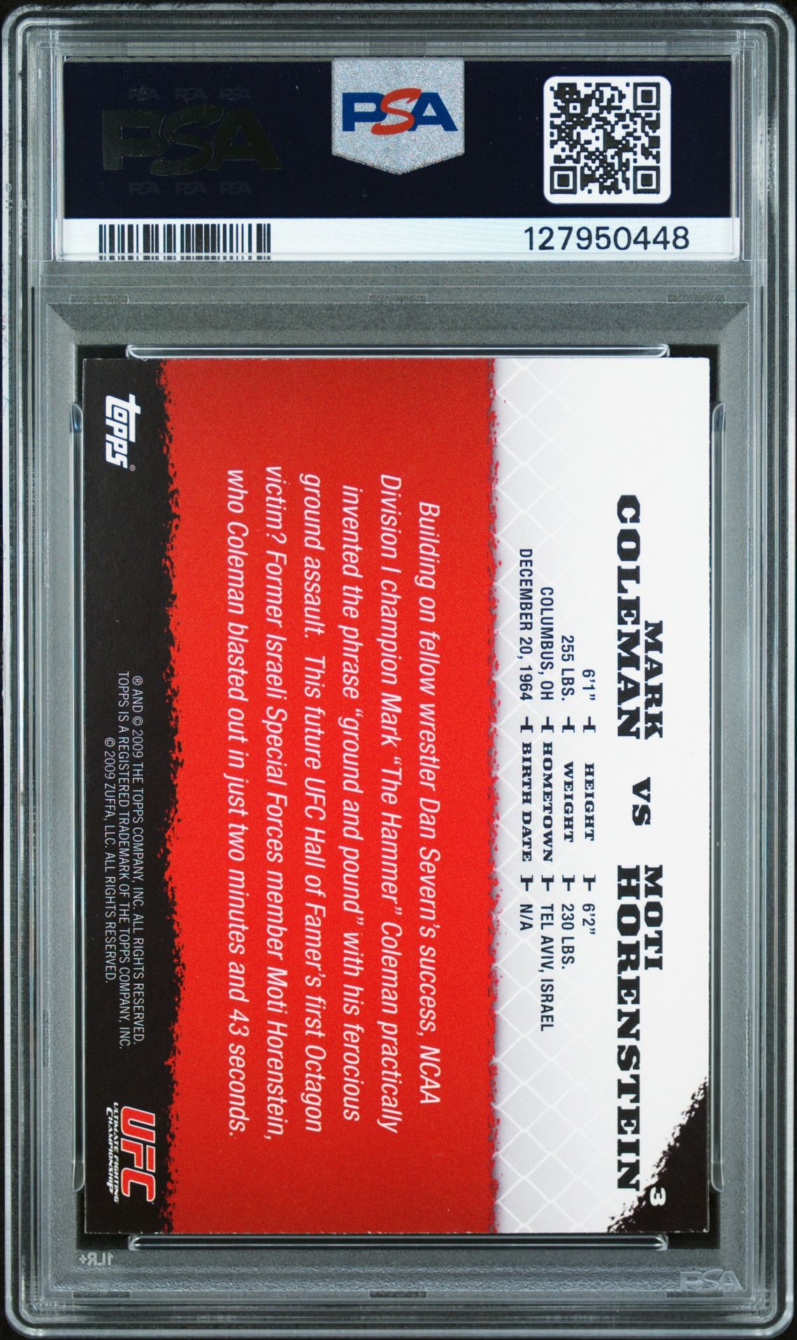 2009 Topps Ufc Round 1 M.coleman/M.hrnstn. #3 Nm-Mt 8 back