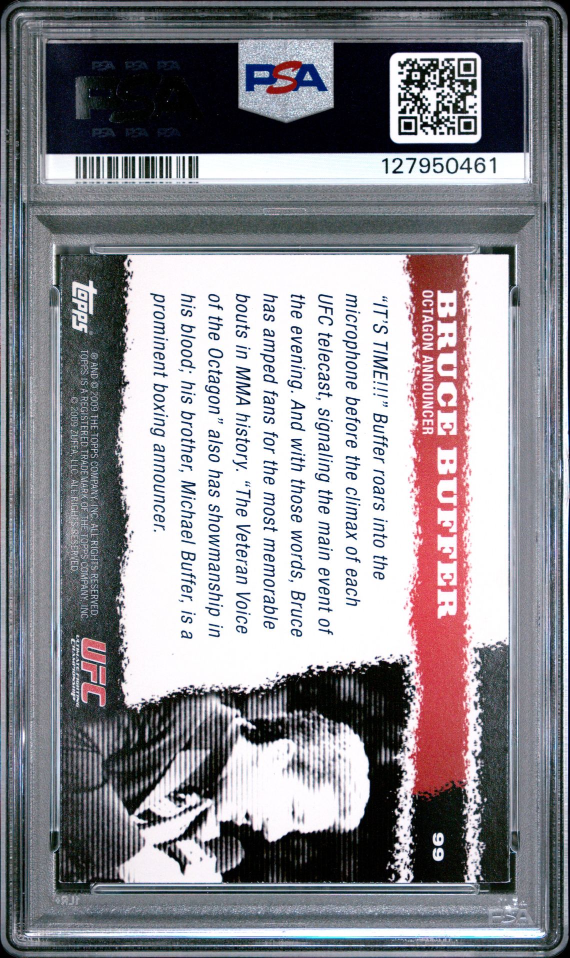 2009 Topps Ufc Round 1 Bruce Buffer #99 Mint 9 back
