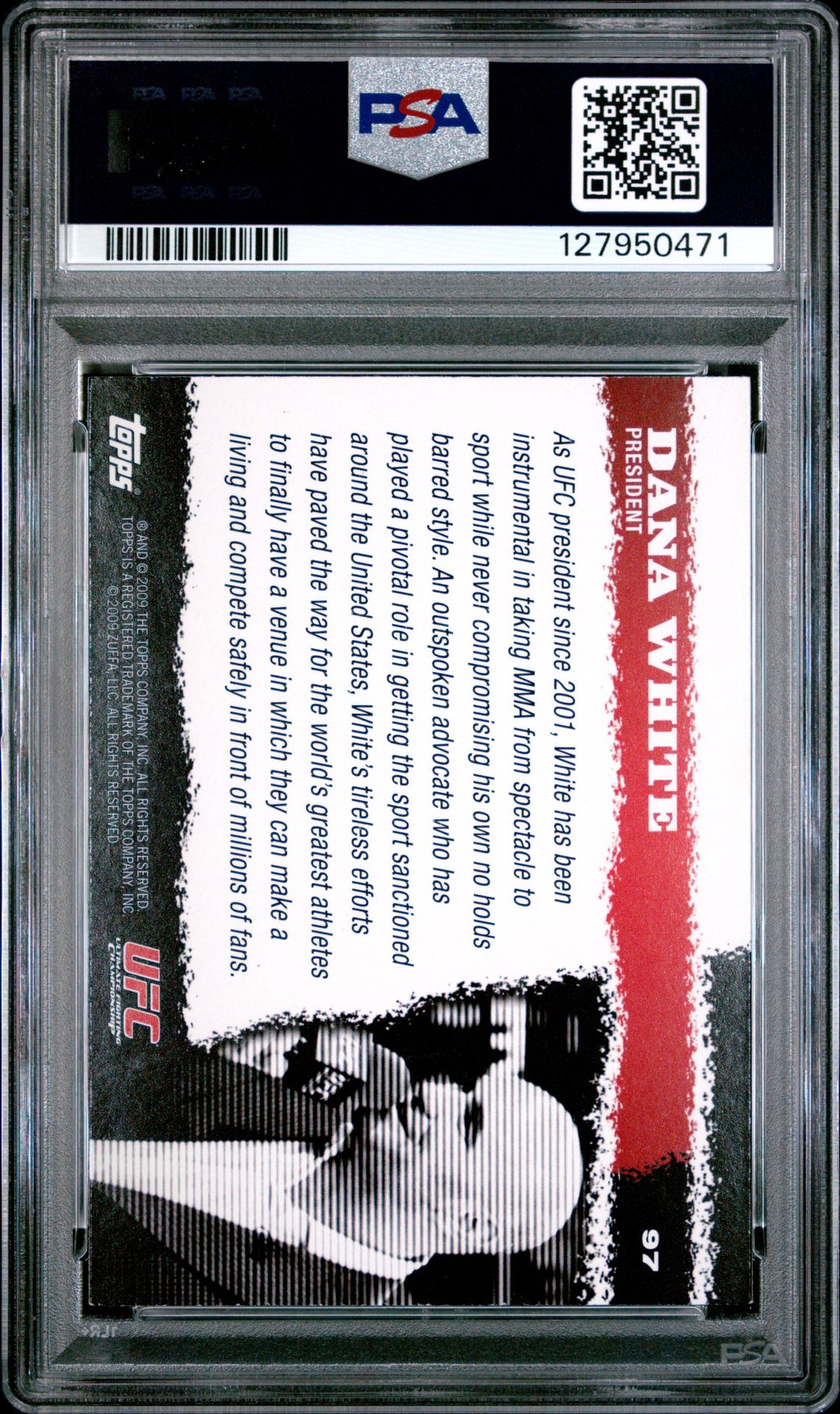 2009 Topps Ufc Round 1 Dana White #97 Nm-Mt 8 back