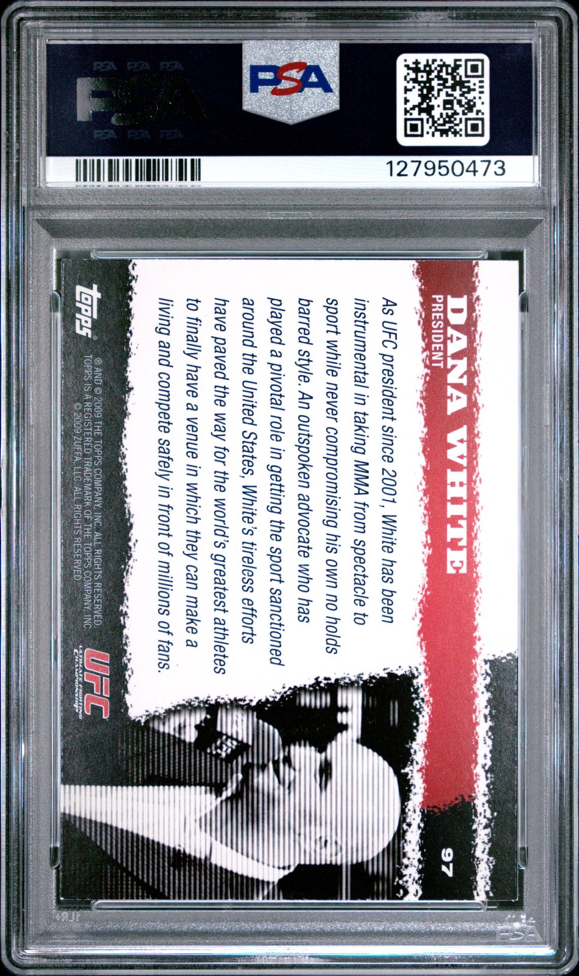 2009 Topps Ufc Round 1 Dana White #97 Mint 9 back