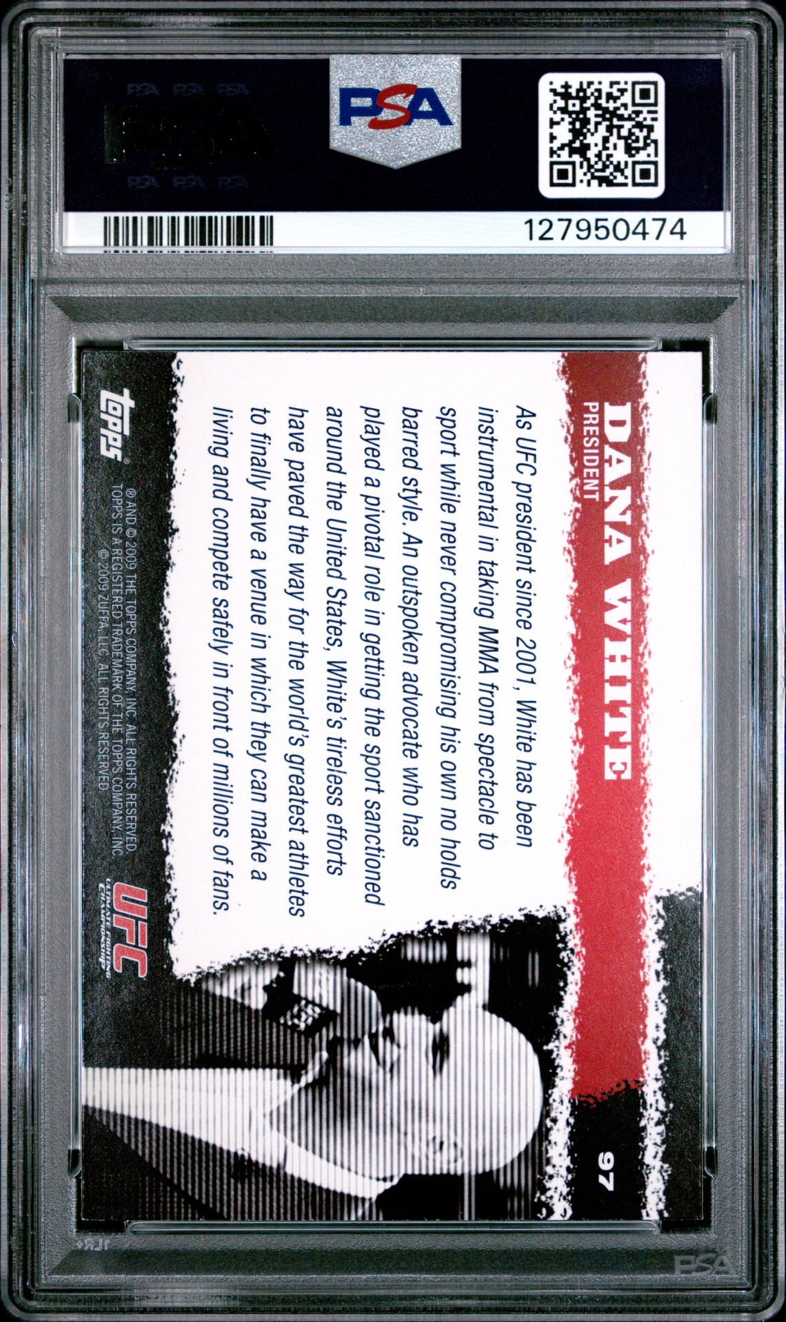 2009 Topps Ufc Round 1 Dana White #97 Mint 9 back