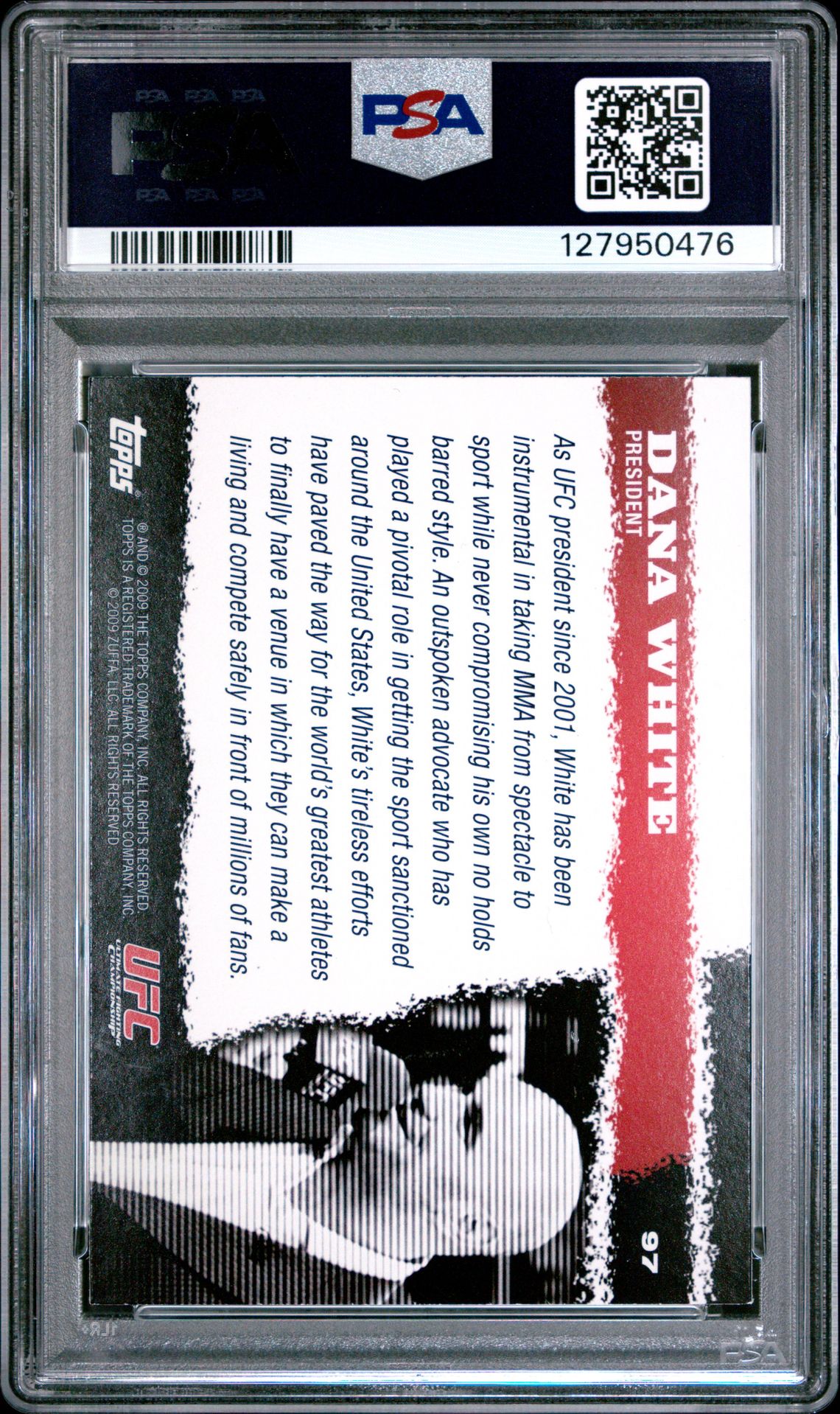 2009 Topps Ufc Round 1 Dana White #97 Nm-Mt 8 back