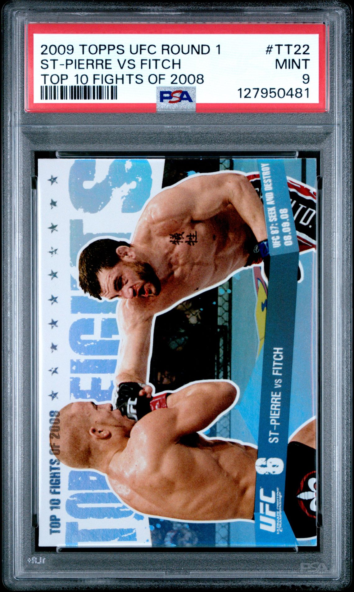 2009 Topps Ufc Round 1 Top 10 Fights Of 2008 St-Pierre Vs Fitch #Tt22 (Top 10 Fights Of 2008) Mint 9 front