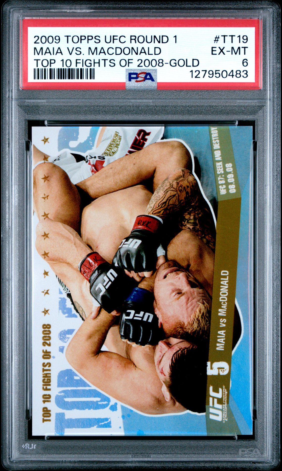 2009 Topps Ufc Round 1 Top 10 Fights Of 2008 Maia Vs. Macdonald #Tt19 (Top 10 Fights Of 2008-Gold) Ex-Mt 6 front