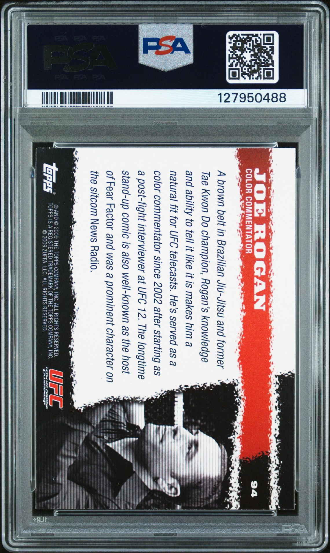 2009 Topps Ufc Round 1 Joe Rogan #94 Nm-Mt 8 back