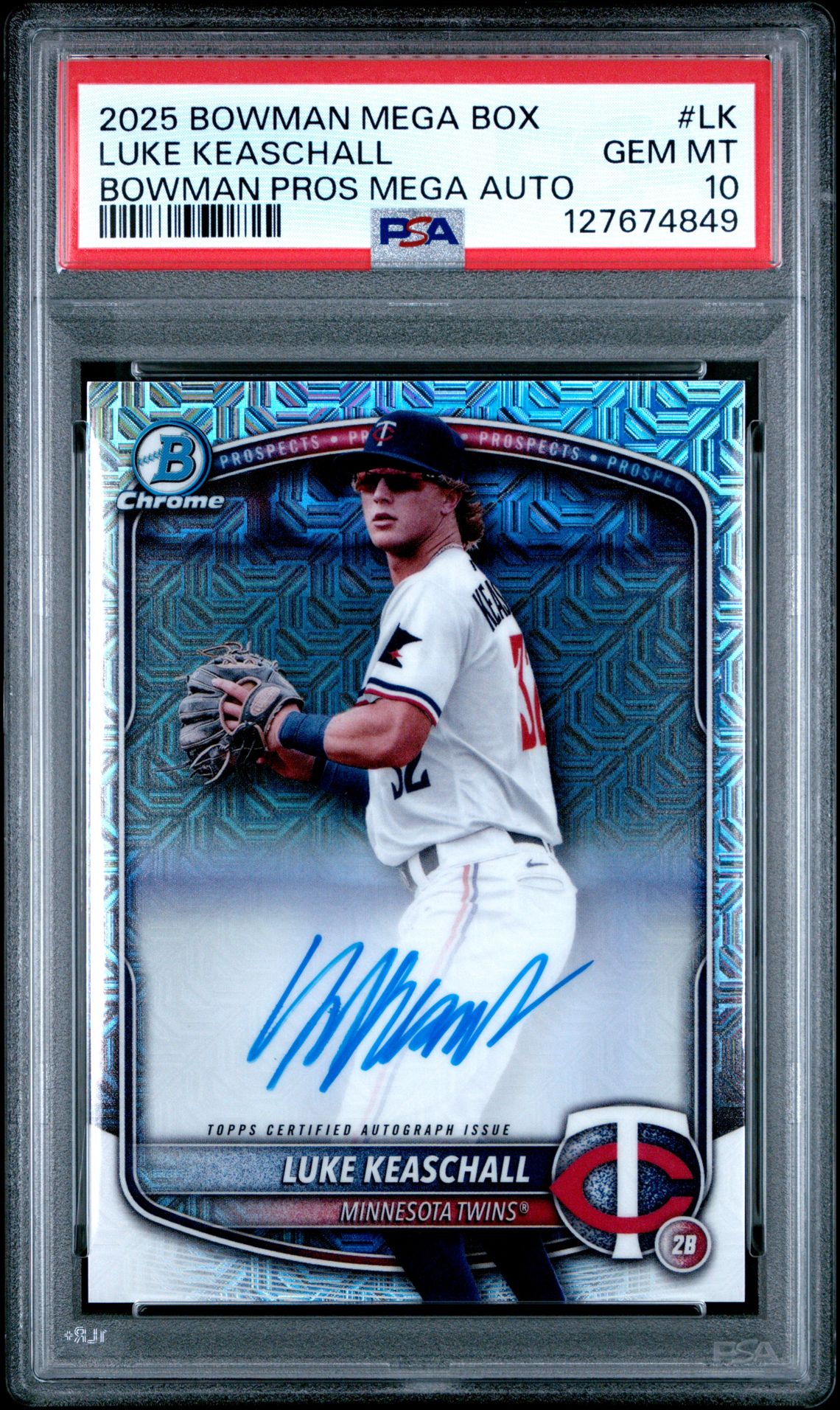 2025 Bowman Mega Box Bowman Prospect Mega Autographs Luke Keaschall #Lk Gem Mt 10 front