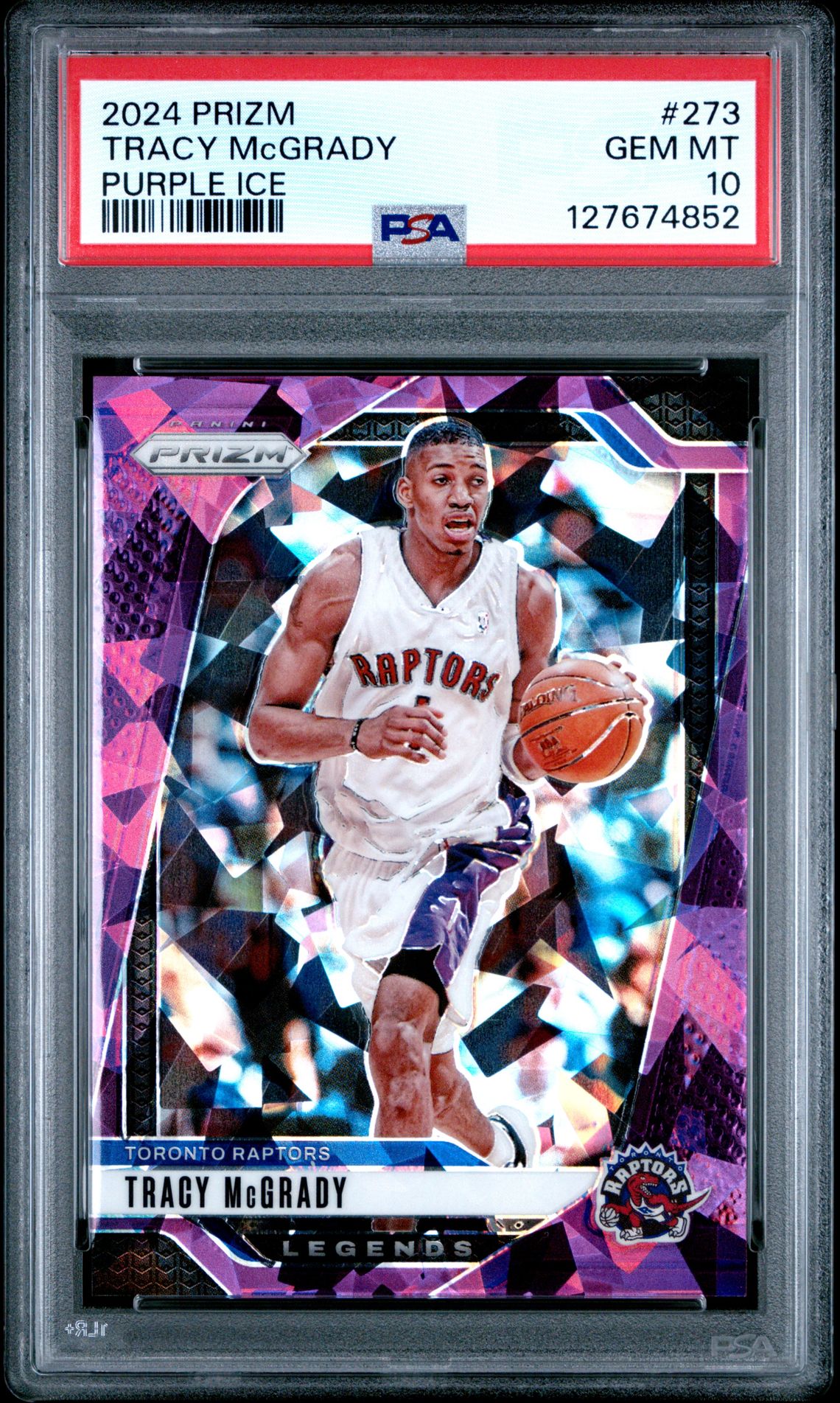 2024 Panini Prizm Tracy Mcgrady #273 (Purple Ice) Gem Mt 10 front view - PSA graded GEM MT 10