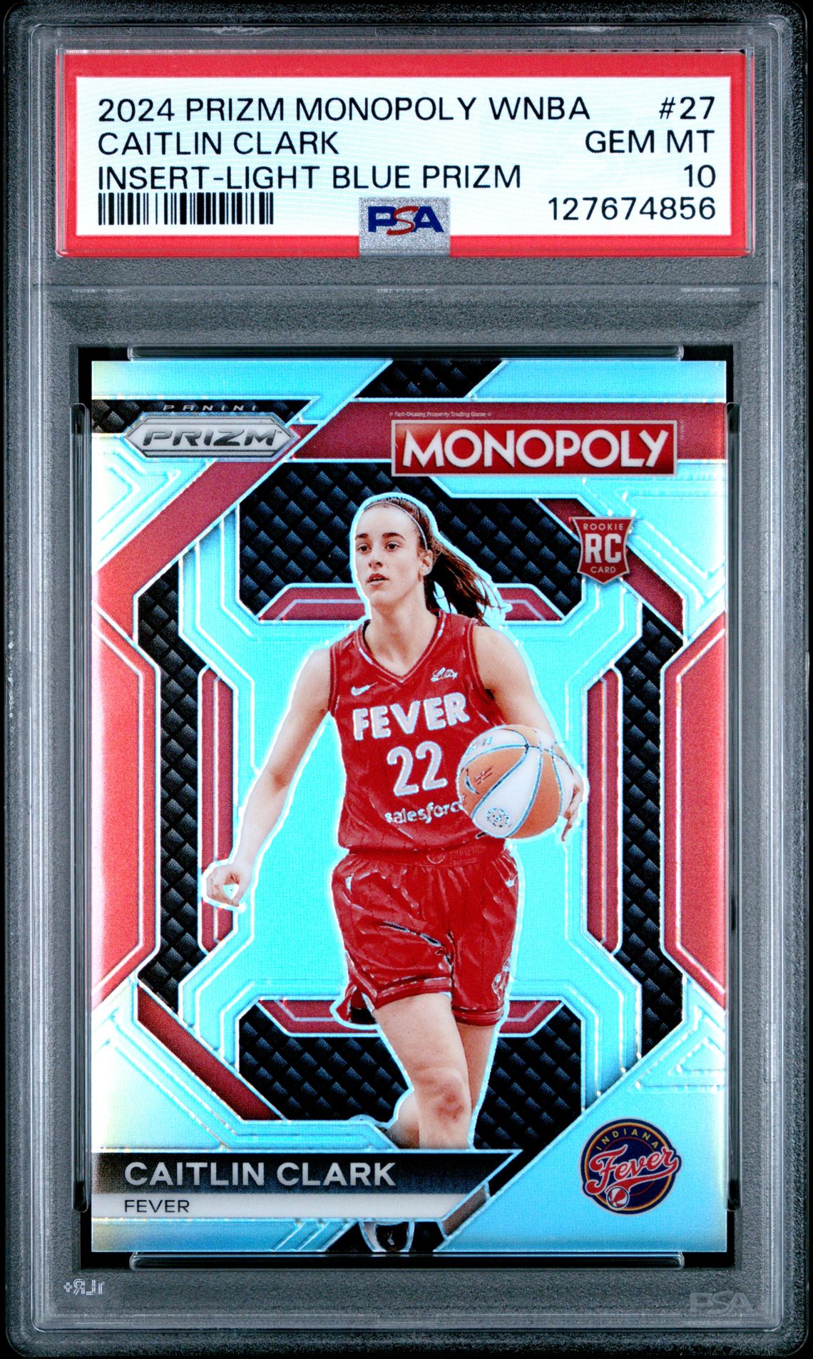 2024 Panini Prizm Monopoly Wnba Insert Caitlin Clark #27 (Insert-Light Blue Prizm) Gem Mt 10 front