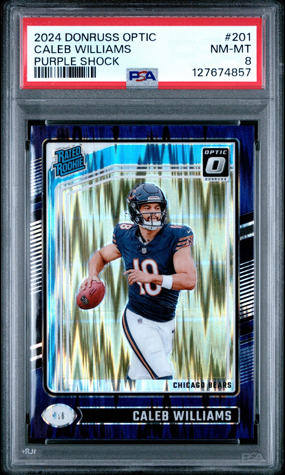 2024 Panini Donruss Optic Caleb Williams #201 (Purple Shock) Nm-Mt 8 front