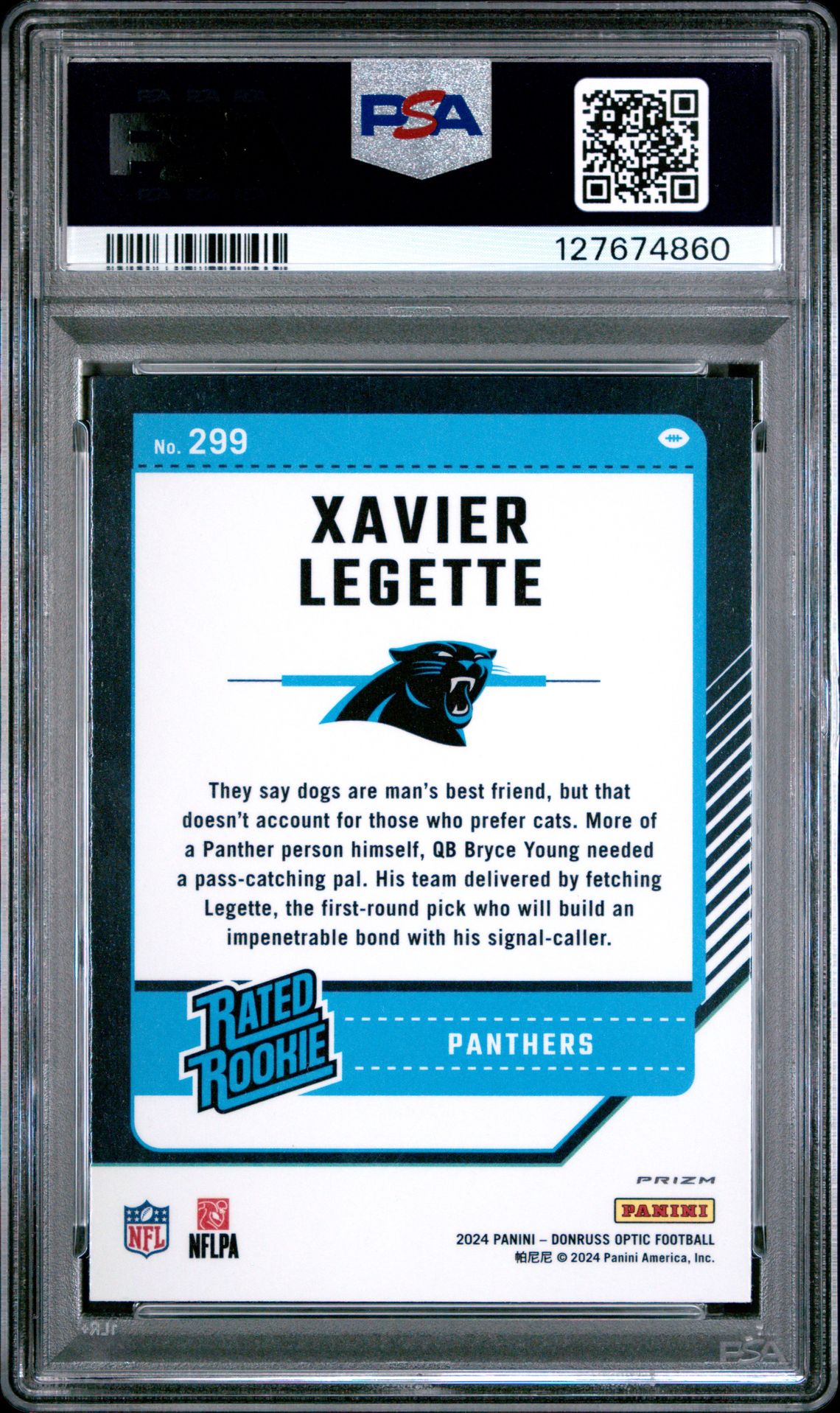 2024 Panini Donruss Optic Xavier Legette #299 (Red Mojo) Mint 9 back