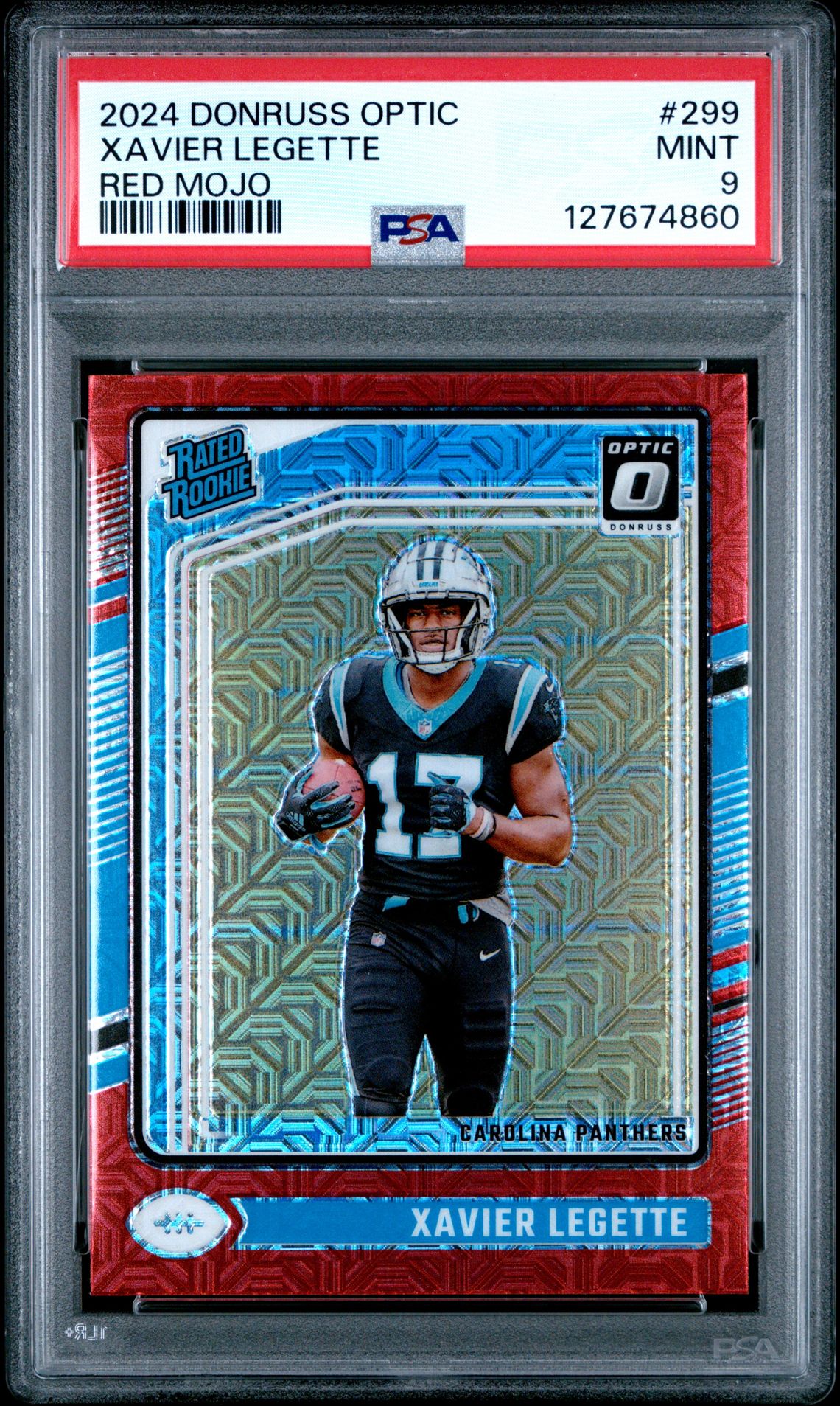 2024 Panini Donruss Optic Xavier Legette #299 (Red Mojo) Mint 9 front