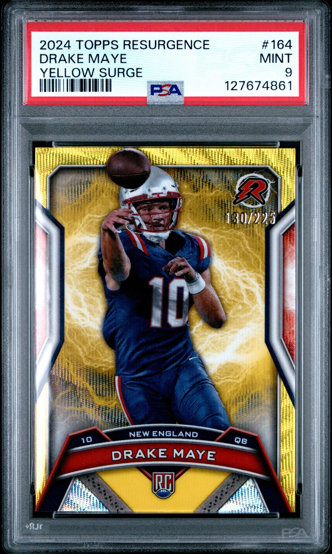 2024 Topps Resurgence Drake Maye #164 (Yellow Surge) Mint 9 front