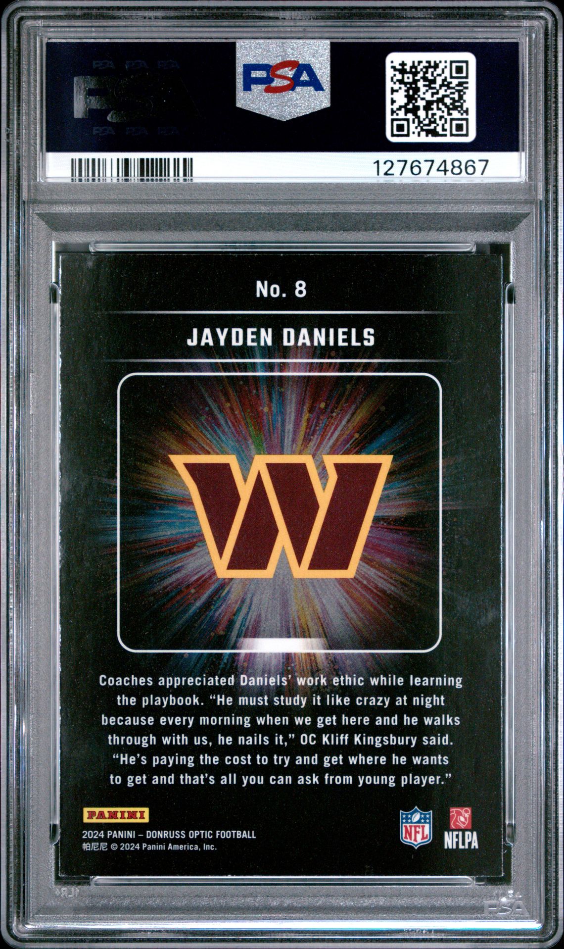 2024 Panini Donruss Optic Light It Up Jayden Daniels #8 Mint 9 back