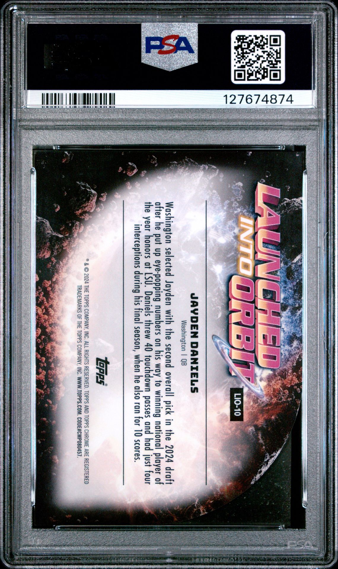 2024 Topps Cosmic Chrome Launched Into Orbit Jayden Daniels #Lio10 Nm-Mt 8 back
