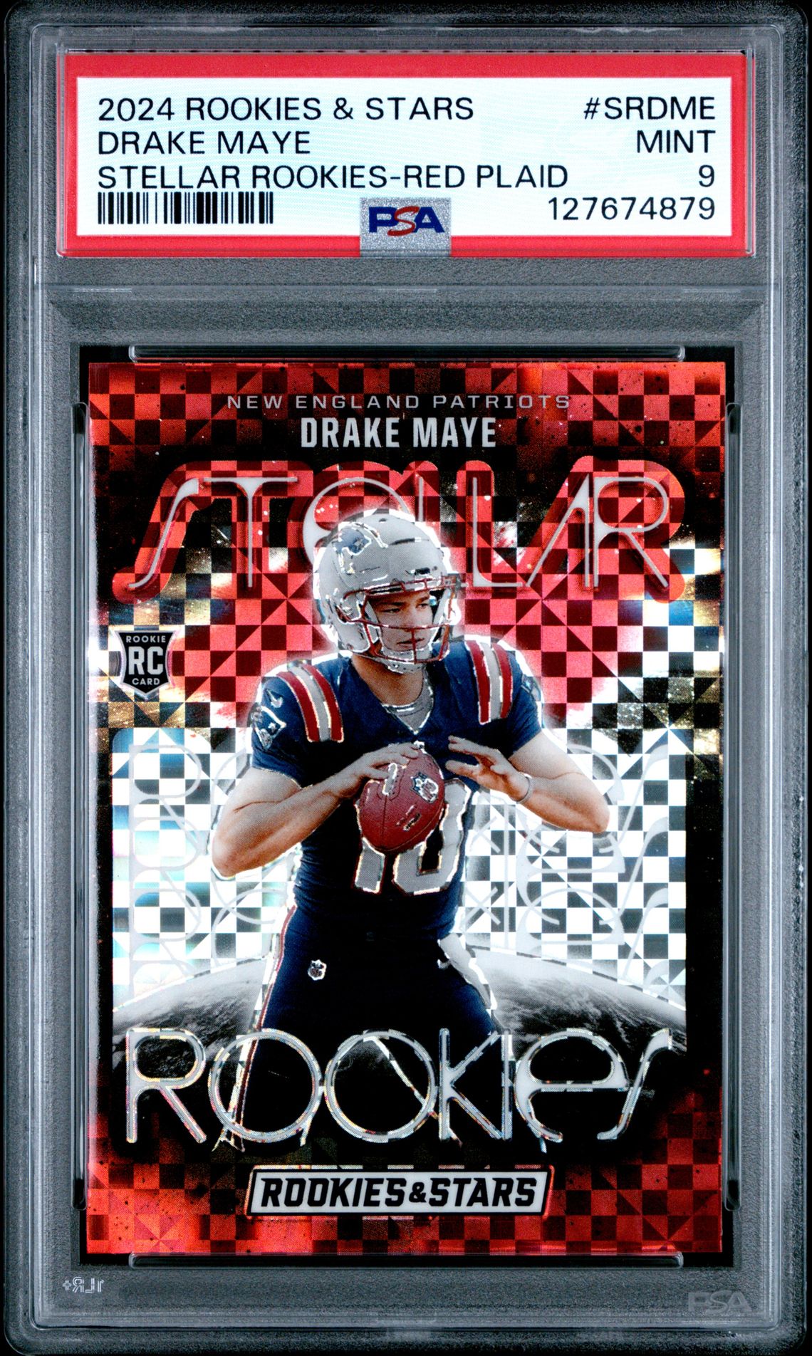2024 Panini Rookies & Stars Stellar Rookies Drake Maye #Srdme (Stellar Rookies-Red Plaid) Mint 9 front