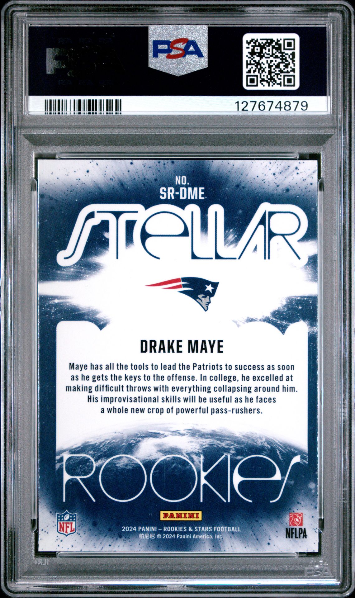 2024 Panini Rookies & Stars Stellar Rookies Drake Maye #Srdme (Stellar Rookies-Red Plaid) Mint 9 back