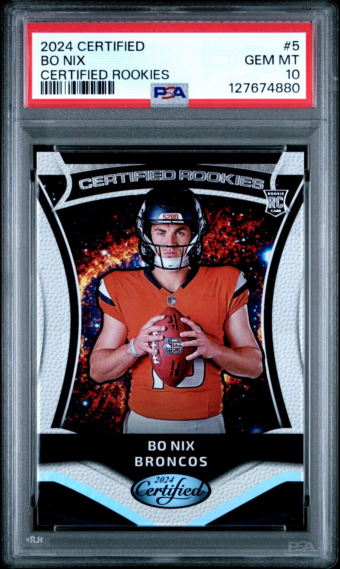 2024 Panini Certified Certified Rookies Bo Nix #5 Gem Mt 10 front