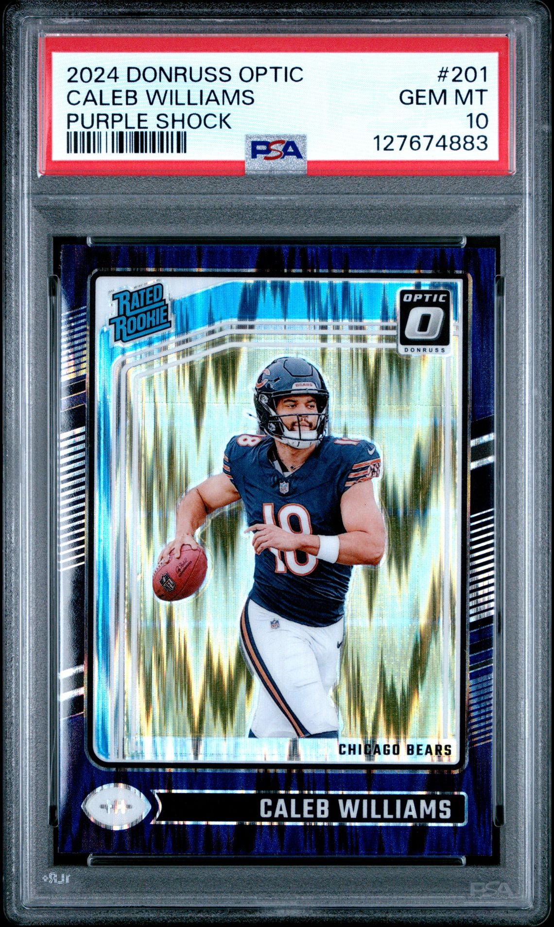 2024 Panini Donruss Optic Caleb Williams #201 (Purple Shock) Gem Mt 10 front