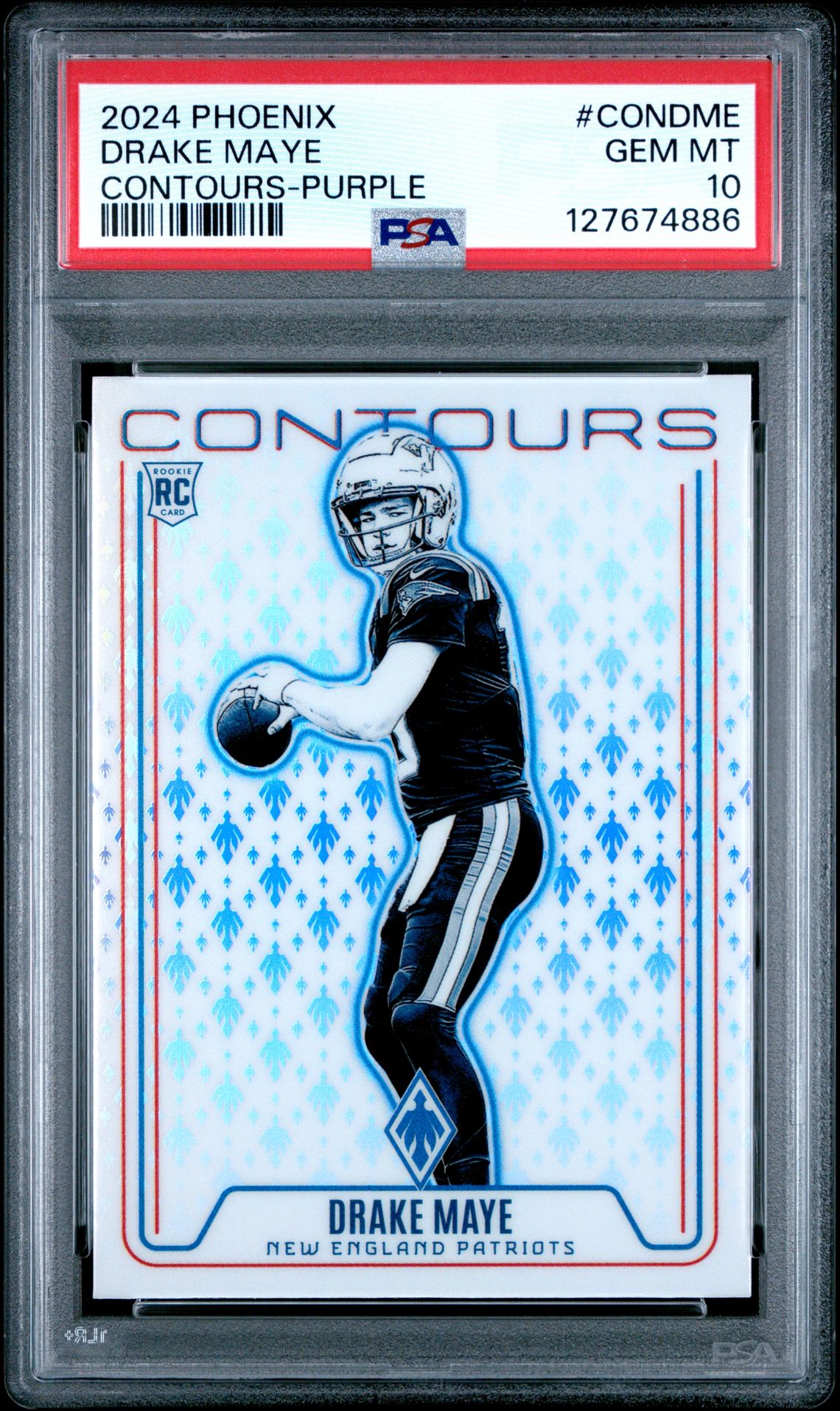 2024 Panini Phoenix Contours Drake Maye #Condme (Contours-Purple) Gem Mt 10 front