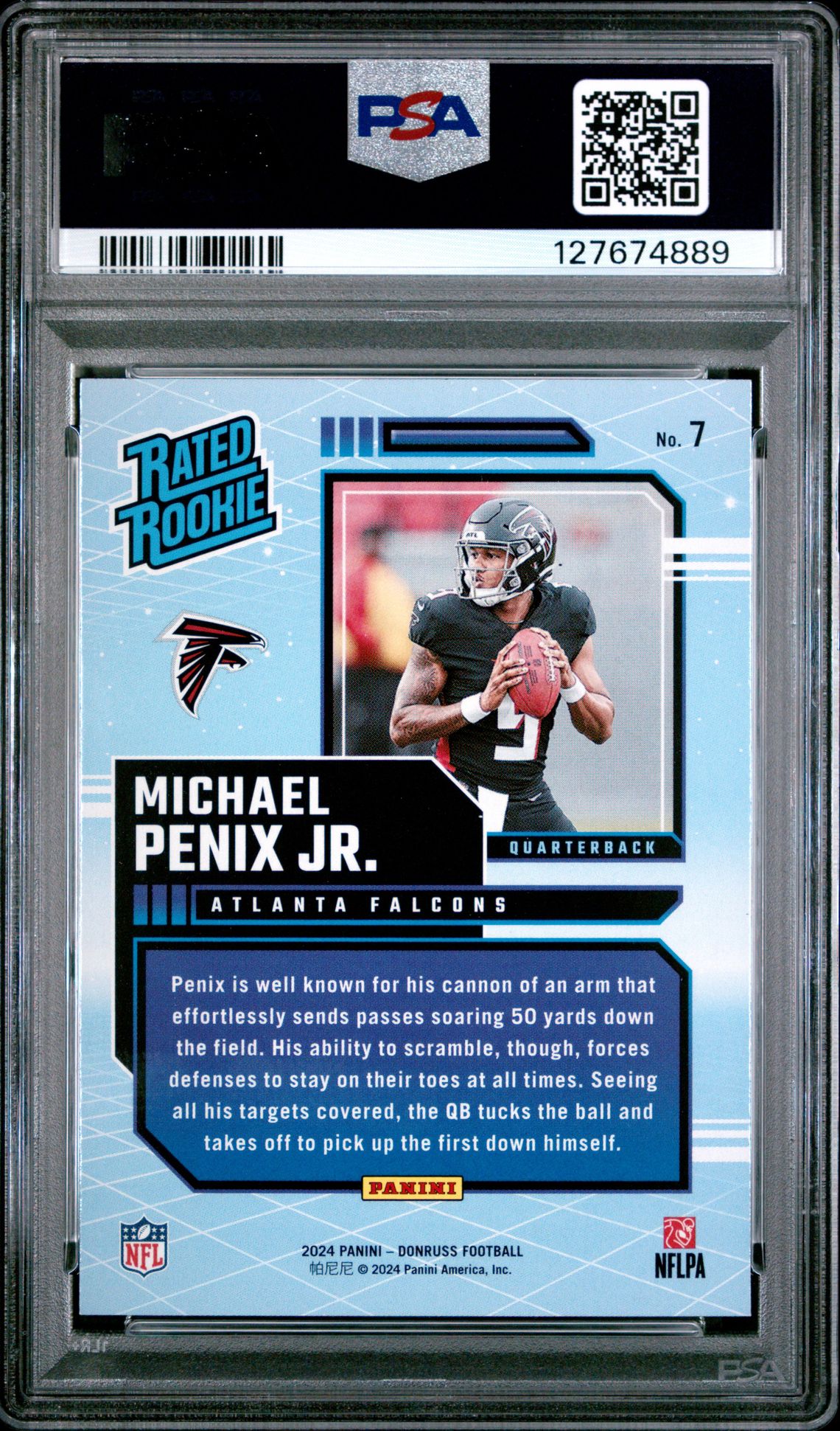 2024 Panini Donruss Rated Rookies Retro Michael Penix Jr. #7 Gem Mt 10 back