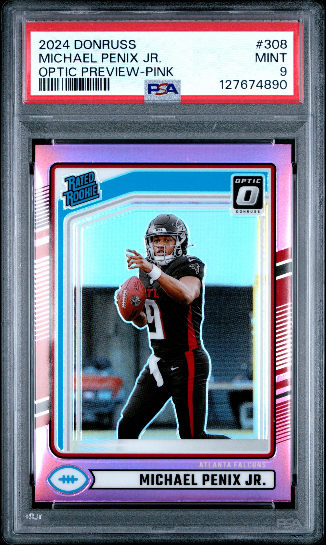 2024 Panini Donruss Michael Penix Jr. #308 (Optic Preview-Pink) Mint 9 front