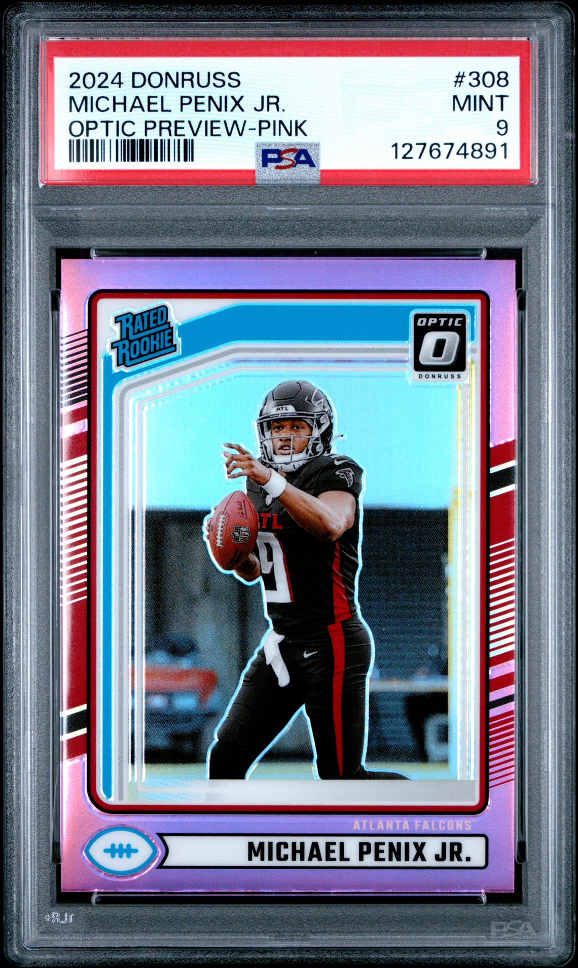 2024 Panini Donruss Michael Penix Jr. #308 (Optic Preview-Pink) Mint 9 front