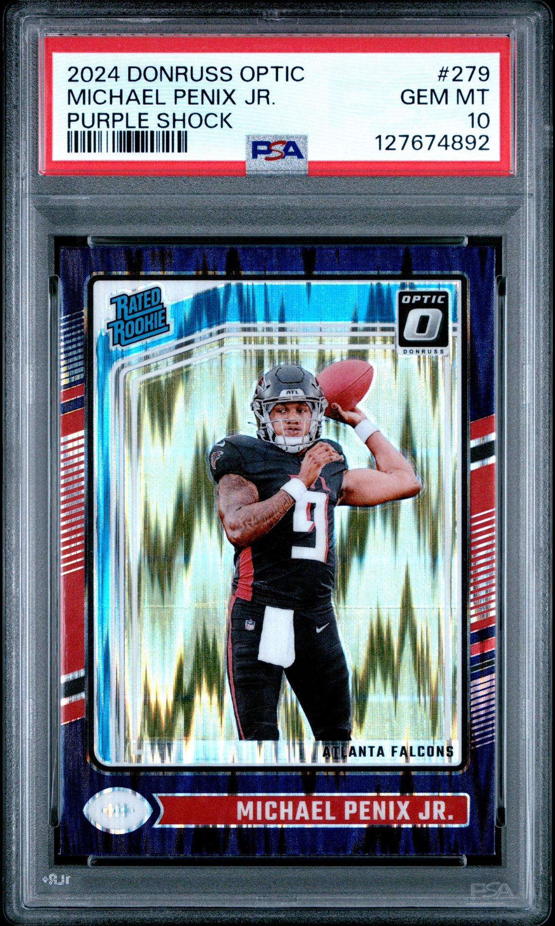 2024 Panini Donruss Optic Michael Penix Jr. #279 (Purple Shock) Gem Mt 10 front