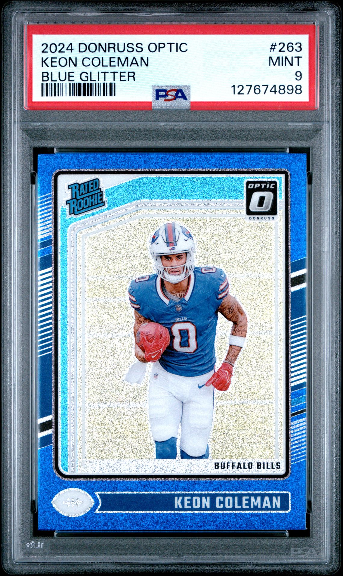 2024 Panini Donruss Optic Keon Coleman #263 (Blue Glitter) Mint 9 front