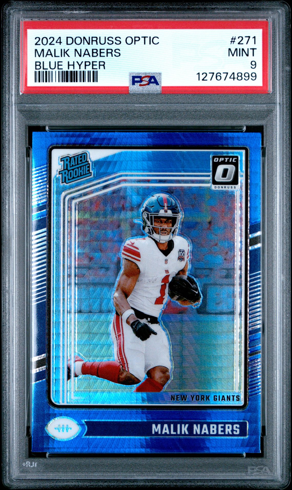 2024 Panini Donruss Optic Malik Nabers #271 (Blue Hyper) Mint 9 front