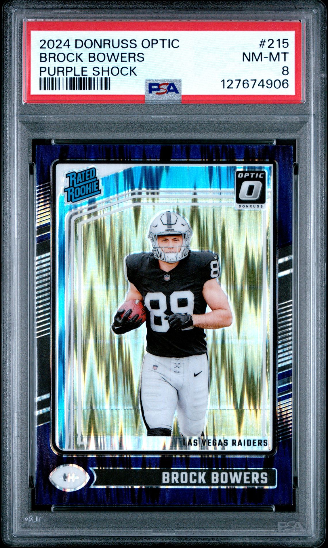 2024 Panini Donruss Optic Brock Bowers #215 (Purple Shock) Nm-Mt 8 front