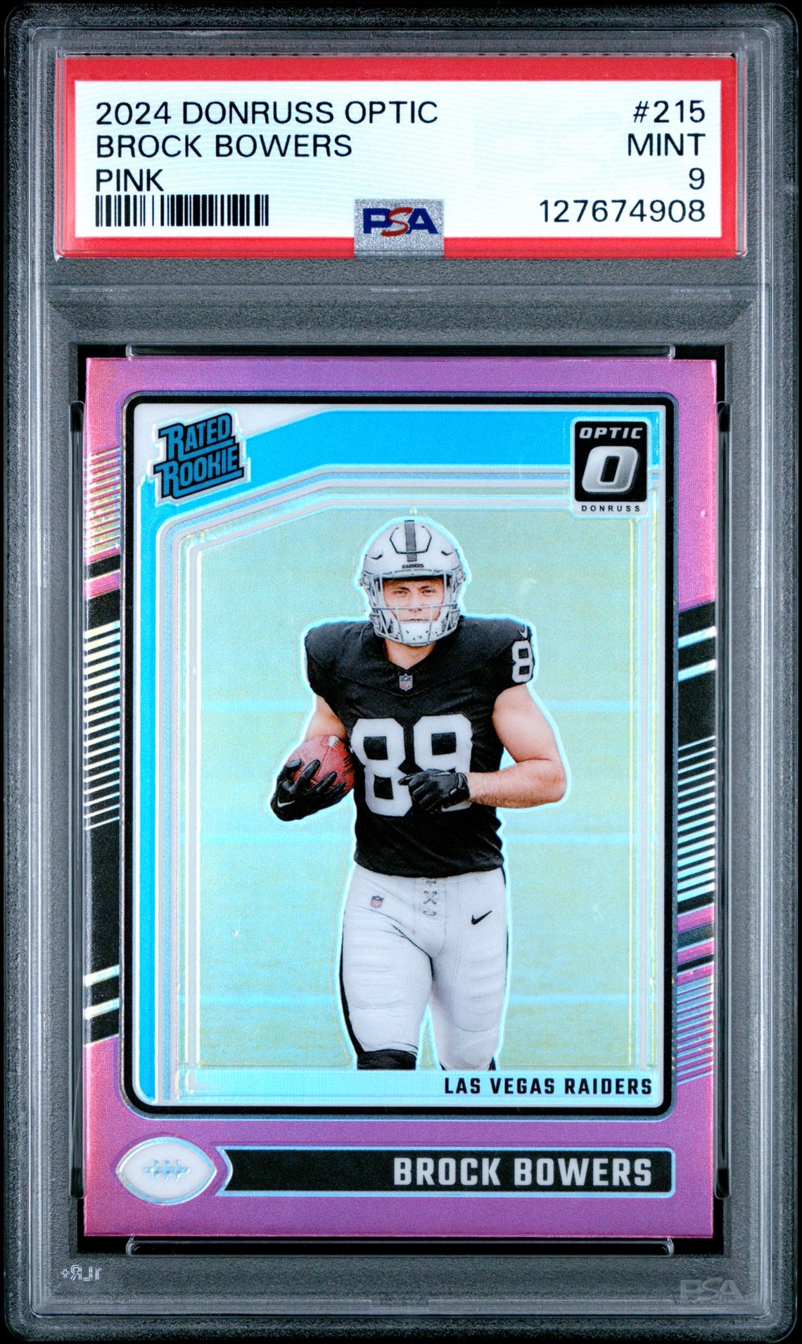 2024 Panini Donruss Optic Brock Bowers #215 (Pink) Mint 9 front