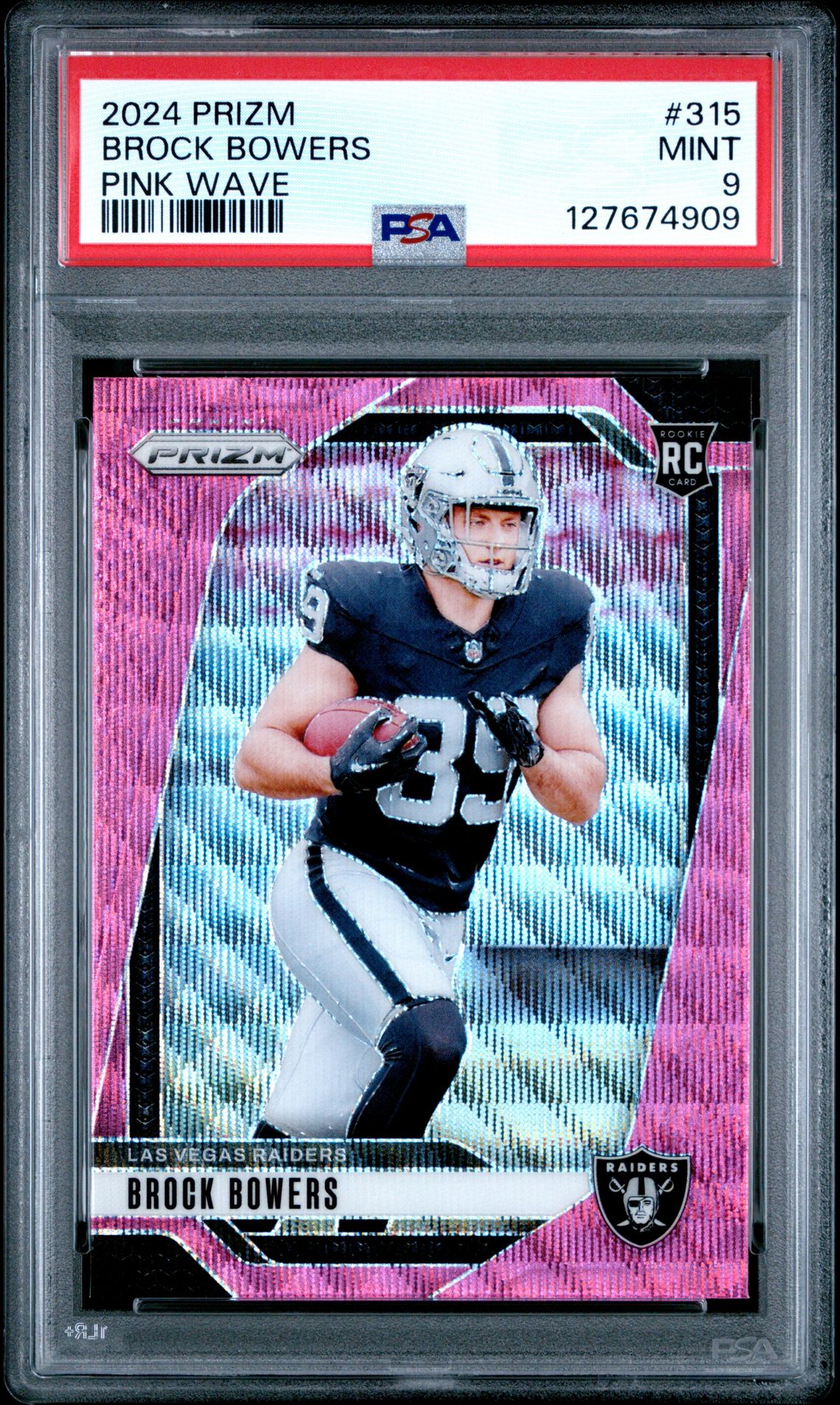 2024 Panini Prizm Brock Bowers #315 (Pink Wave) Mint 9 front