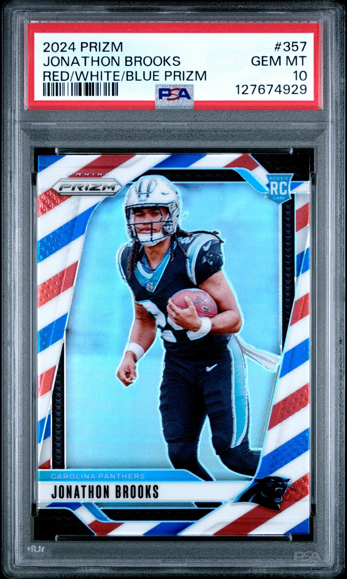 2024 Panini Prizm Jonathon Brooks #357 (Red/White/Blue Prizm) Gem Mt 10 front