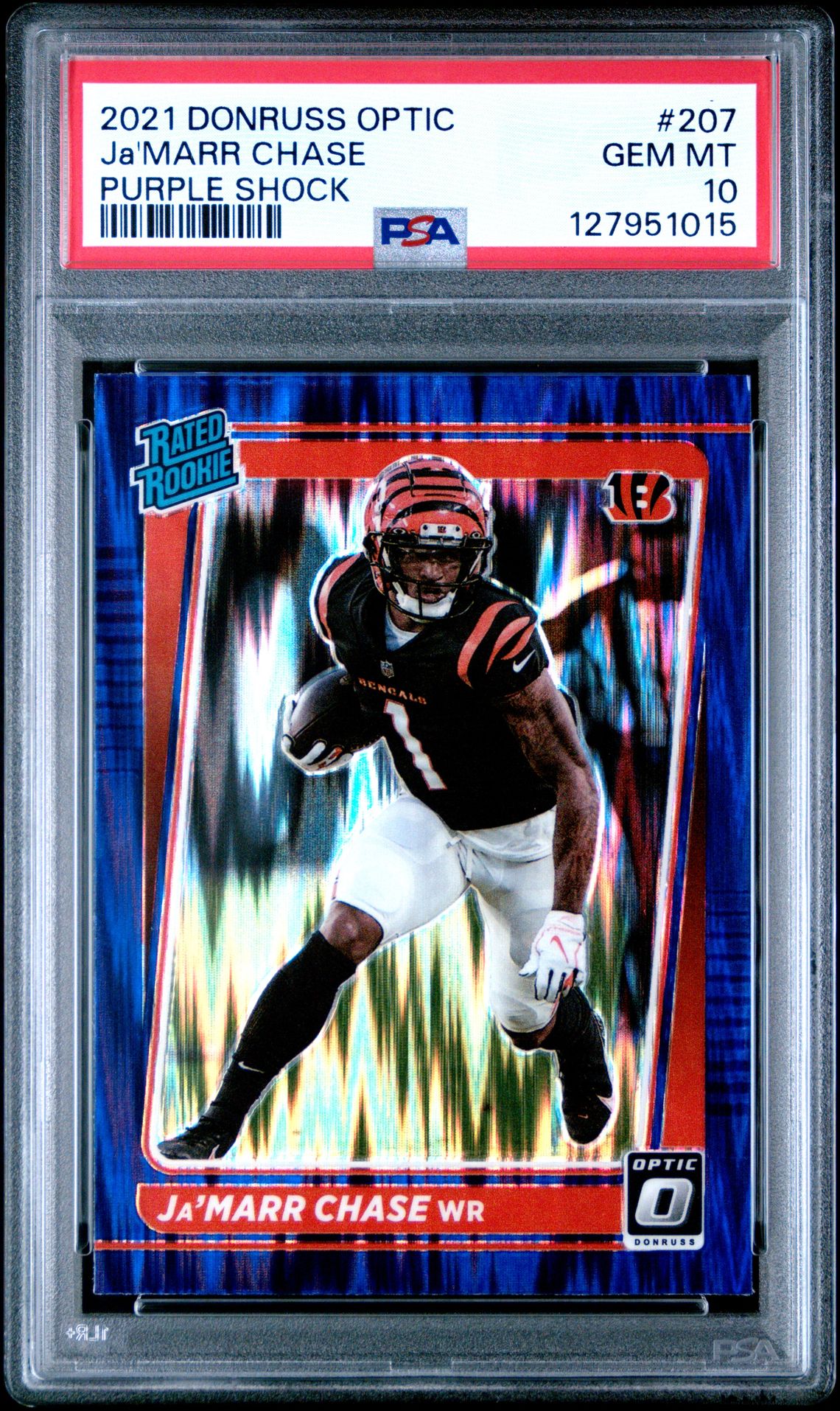 2021 Panini Donruss Optic Ja'marr Chase #207 (Purple Shock) Gem Mt 10 front