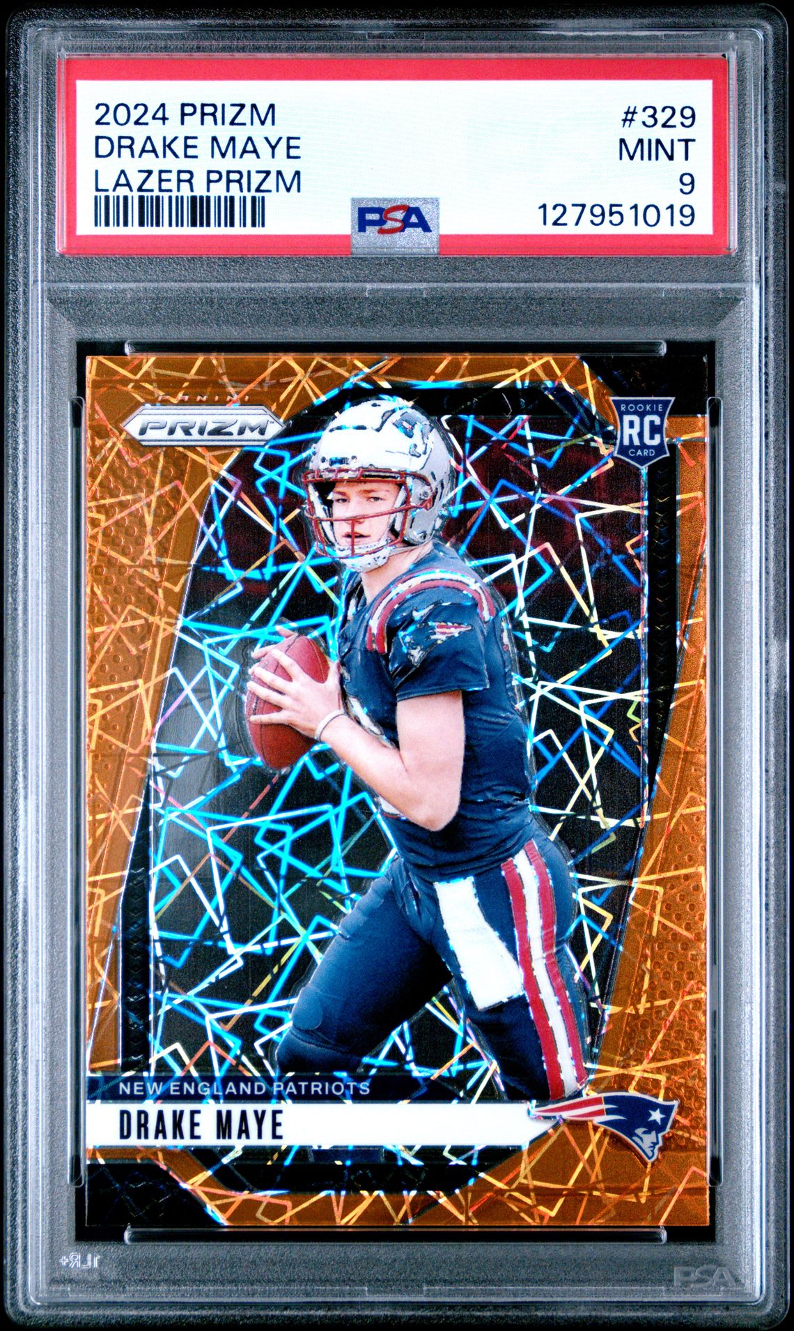 2024 Panini Prizm Drake Maye #329 (Lazer Prizm) Mint 9 front